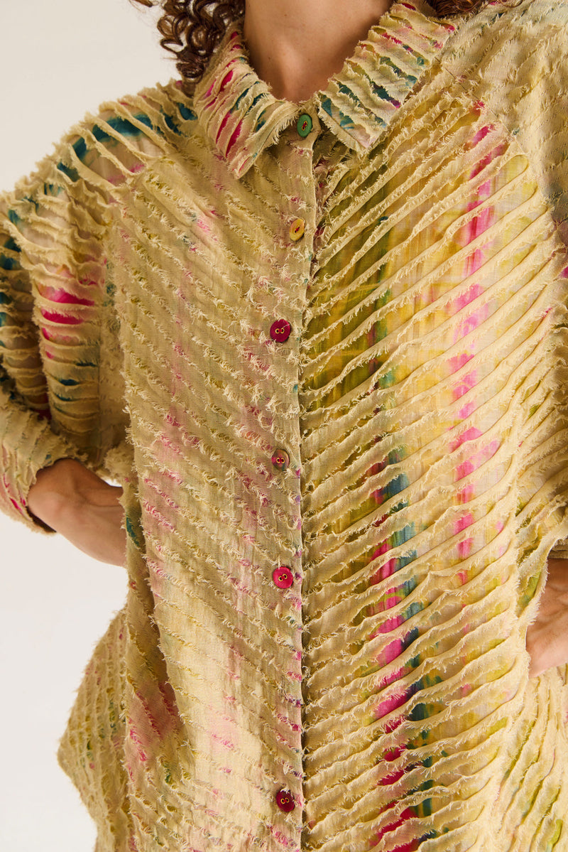 Petunia Set chanderi silk,cotton silk co-ord set by Capisvirleo in yellow for women in Singapore
