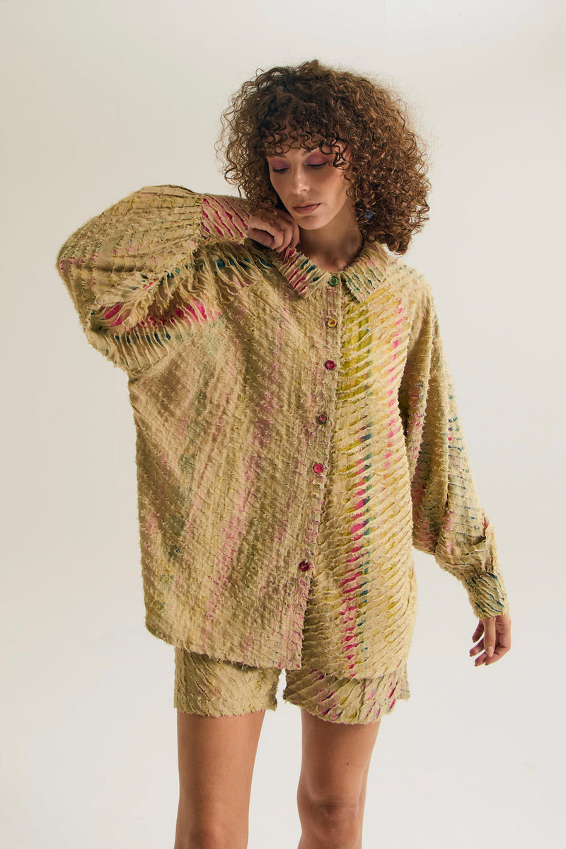 Petunia Short chanderi silk,cotton silk short by Capisvirleo in yellow for women in Singapore
