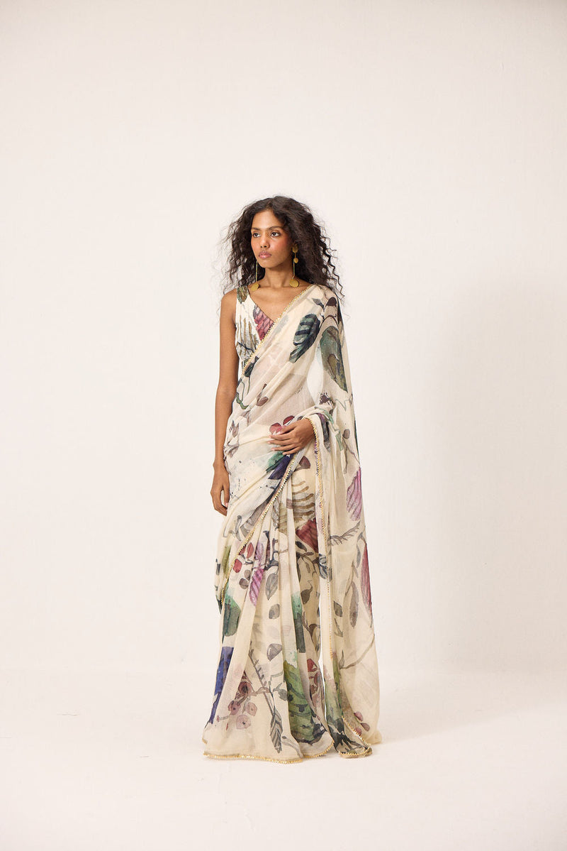 Avery Saree kota doria by Khara Kapas in ecru for women in Singapore