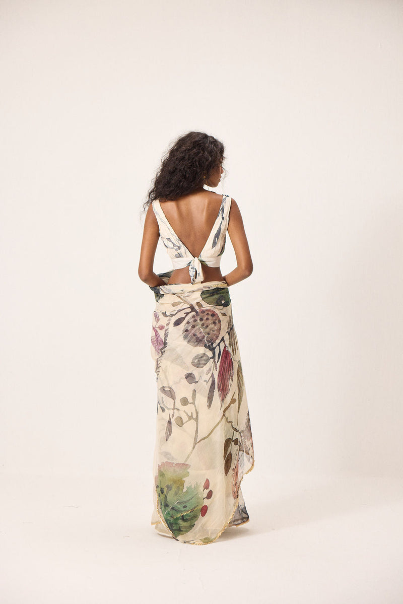 Avery Saree kota doria by Khara Kapas in ecru for women in Singapore