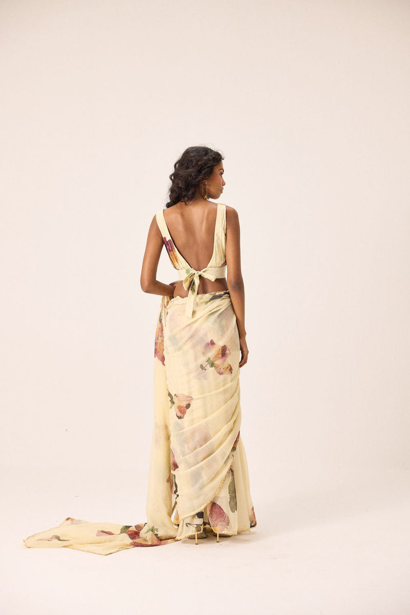 Soleil Saree Set kota doria & mul by Khara Kapas in yellow for women in Singapore