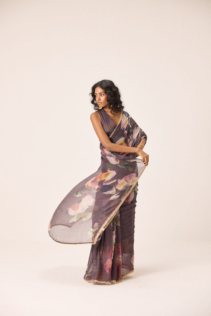 Inara Blouse mul by Khara Kapas in brown for women in Singapore