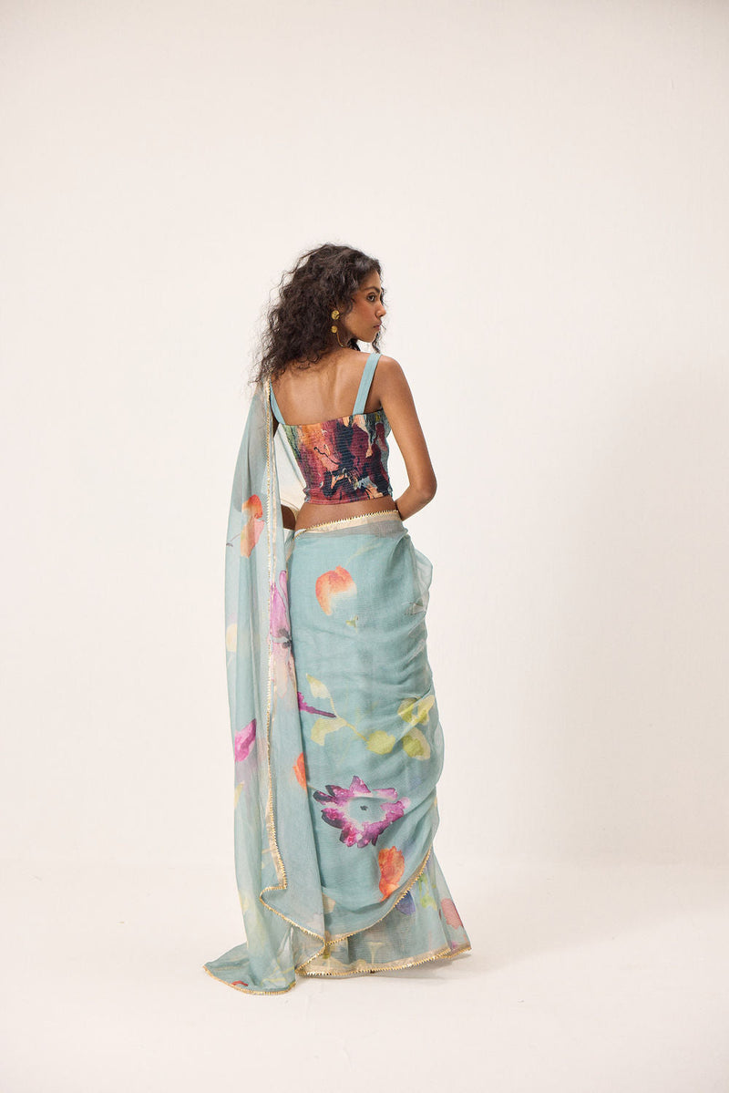 Helen Blouse mul by Khara Kapas in blue for women in Singapore