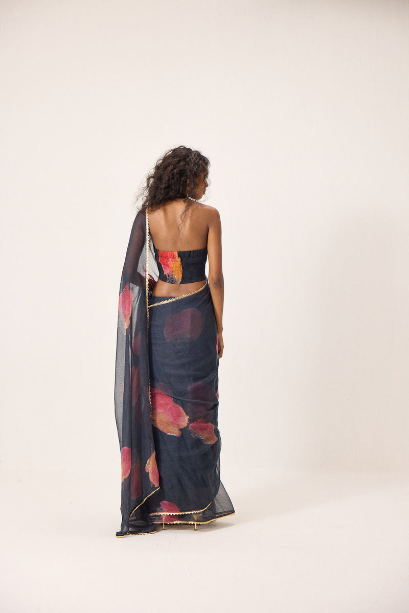 Cherine Saree Set kota doria and mul by Khara Kapas in black for women in Singapore