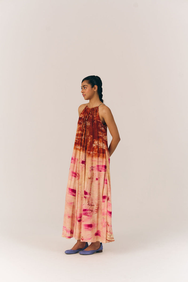 Circle Long Dress-Sai moss dress by CORD in multi-color for women in Singapore