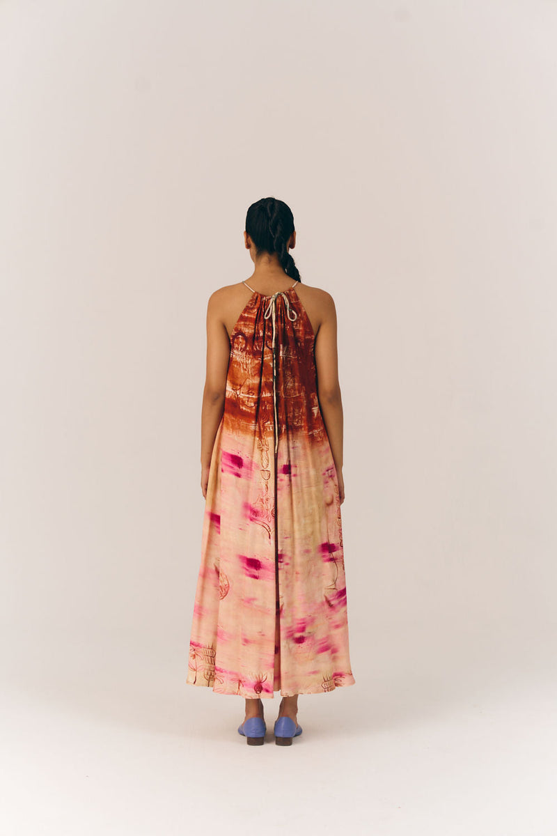 Circle Long Dress-Sai moss dress by CORD in multi-color for women in Singapore