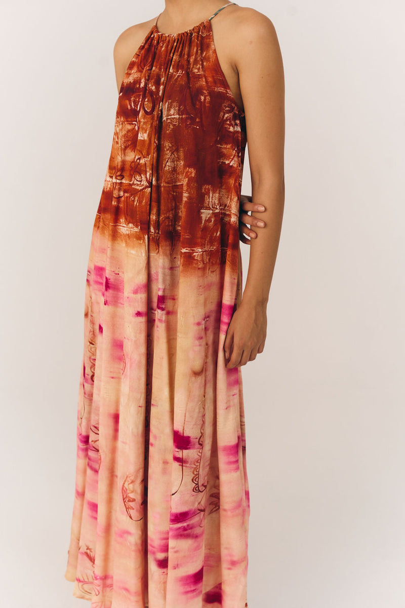 Circle Long Dress-Sai moss dress by CORD in multi-color for women in Singapore