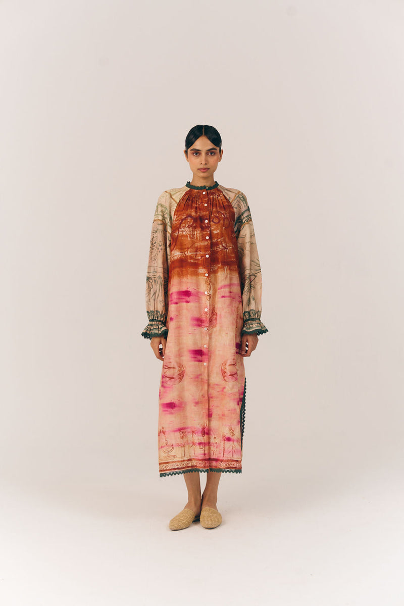 Chloe Dress-Sai cotton silk dress by CORD in multi-color for women in Singapore