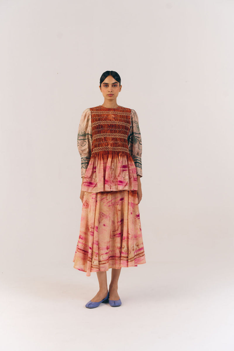 Gaia Set-Sai cotton silk co-ord set by CORD in multi-color for women in Singapore