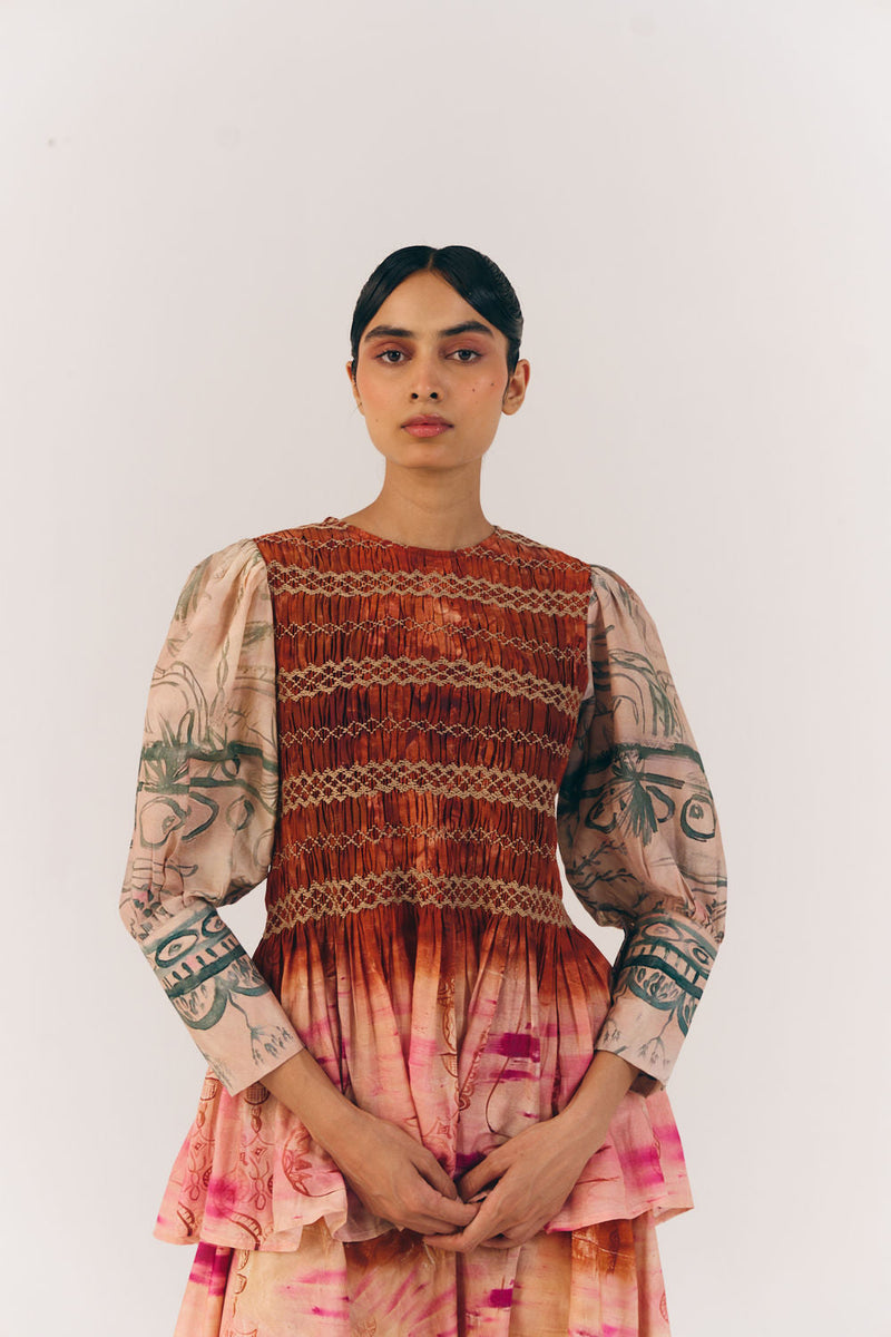 Gaia Set-Sai cotton silk co-ord set by CORD in multi-color for women in Singapore