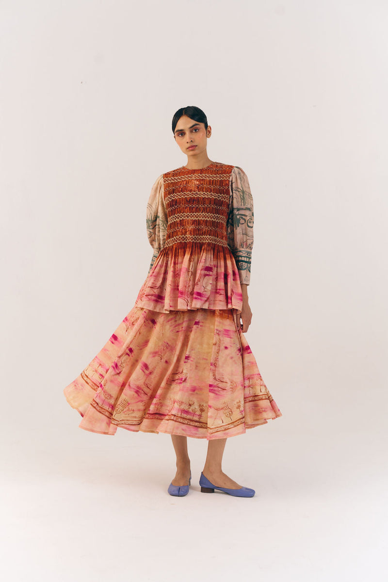 Gaia Set-Sai cotton silk co-ord set by CORD in multi-color for women in Singapore