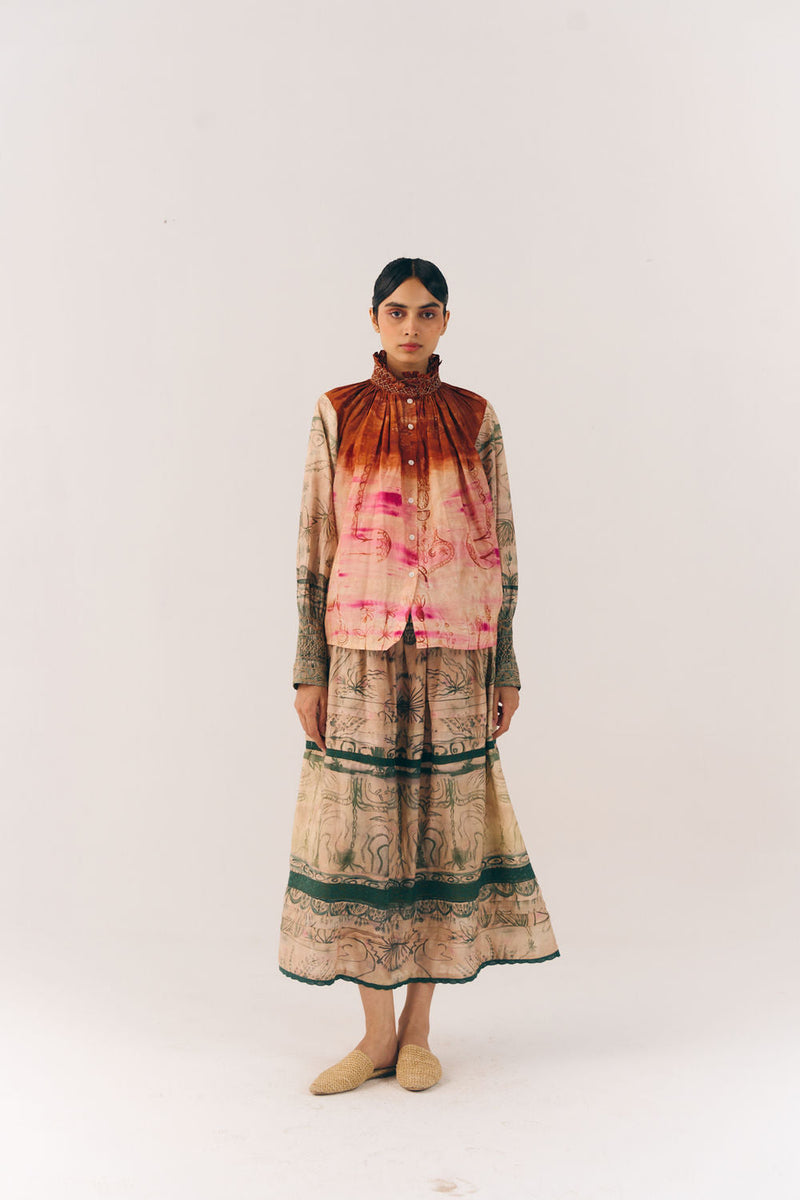 Farmer Set-Sai cotton silk co-ord set by CORD in multi-color for women in Singapore