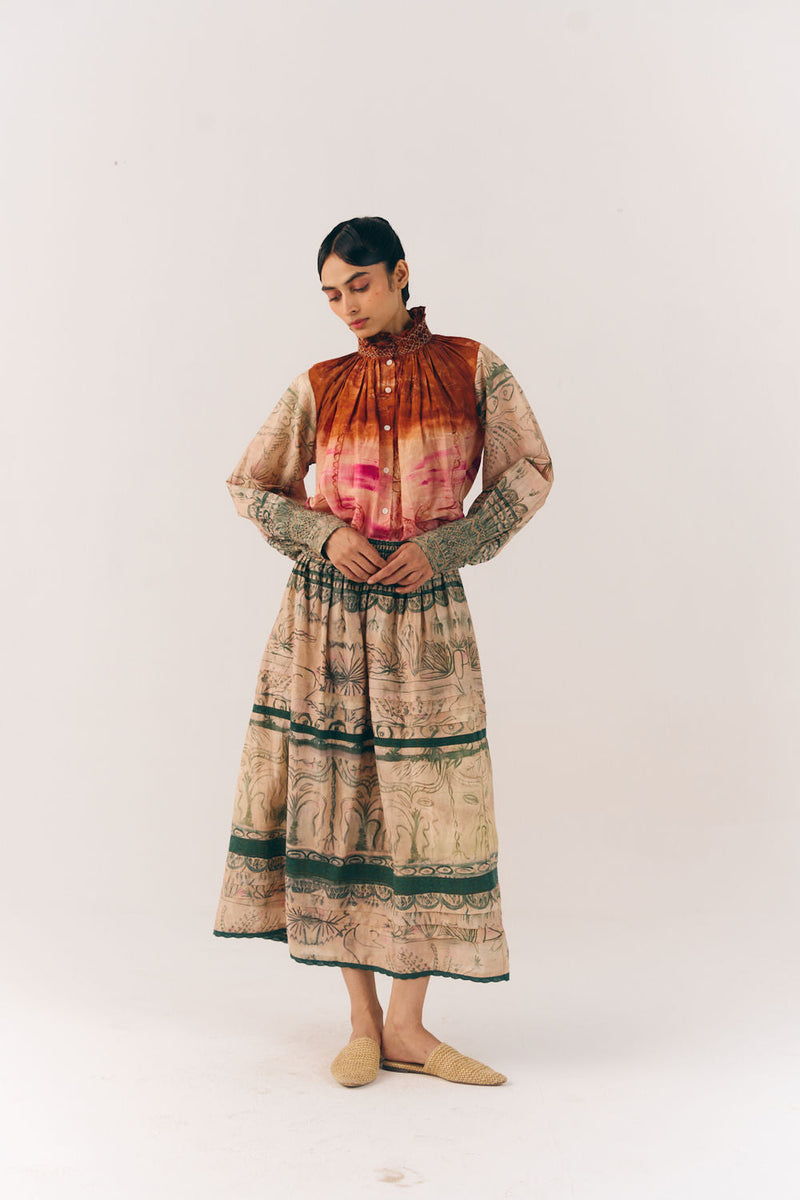 Farmer Set-Sai cotton silk co-ord set by CORD in multi-color for women in Singapore