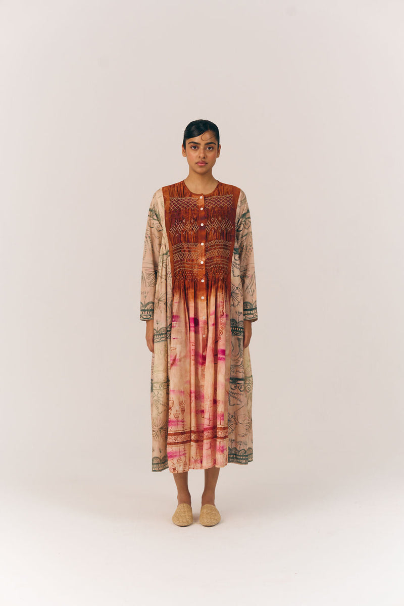 Frida Dress-Sai cotton silk dress by CORD in multi-color for women in Singapore