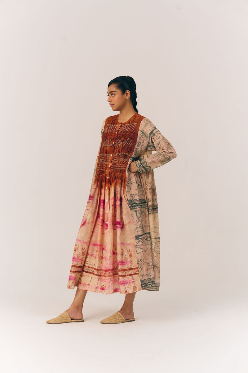 Frida Dress-Sai cotton silk dress by CORD in multi-color for women in Singapore