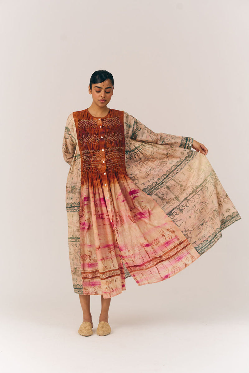 Frida Dress-Sai cotton silk dress by CORD in multi-color for women in Singapore