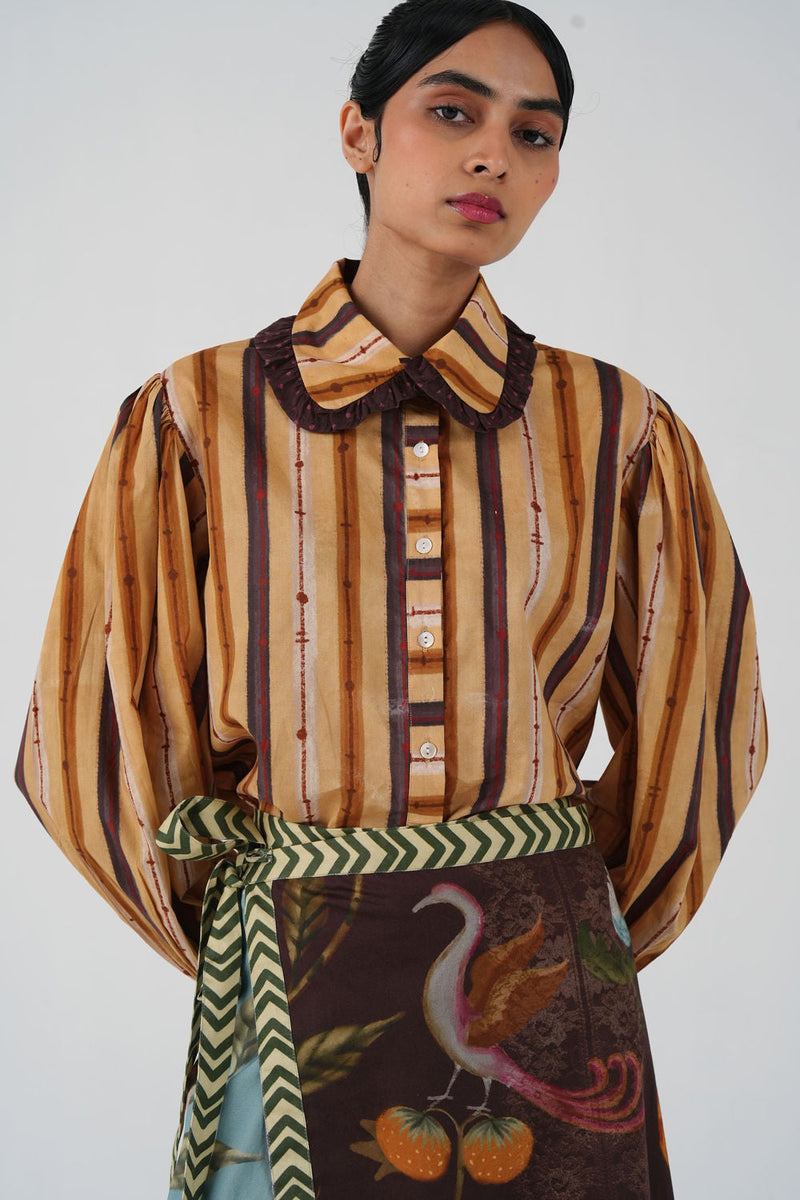 80'S Shirt-70'S Striper cotton top/shirt by CORD in multi-color for women in Singapore