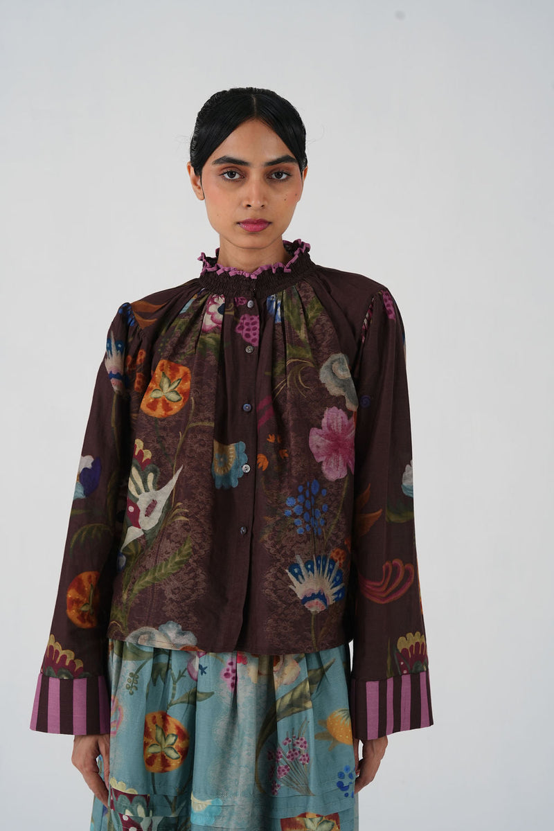 Elsa Top-Floret cotton top and shirts by CORD in multi-color for women in Singapore