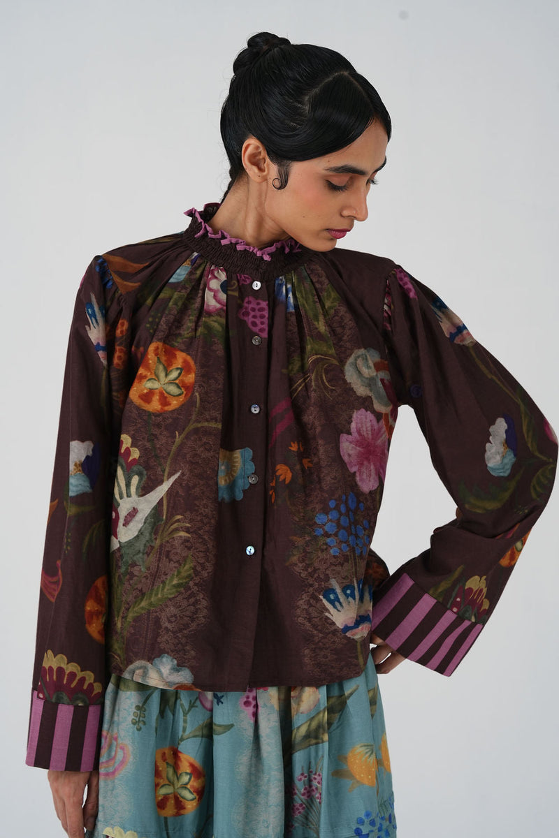 Elsa Top-Floret cotton top and shirts by CORD in multi-color for women in Singapore