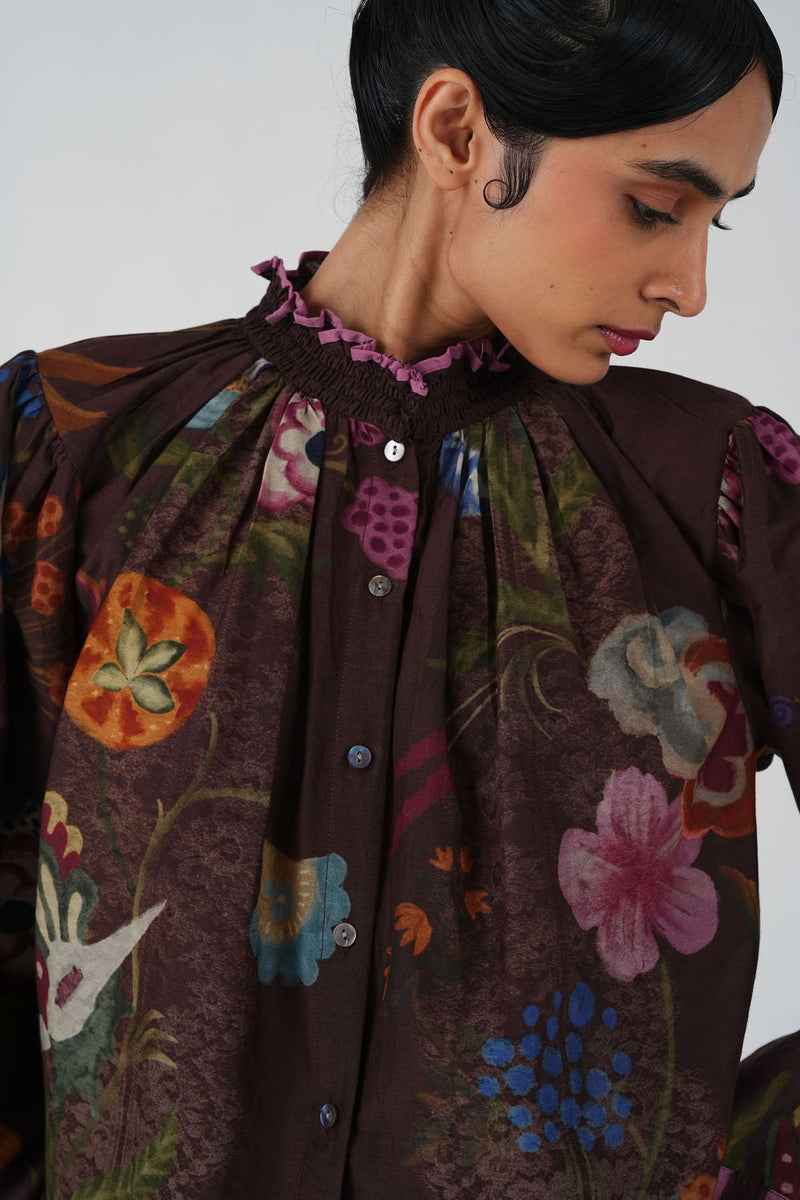 Elsa Top-Floret cotton top and shirts by CORD in multi-color for women in Singapore