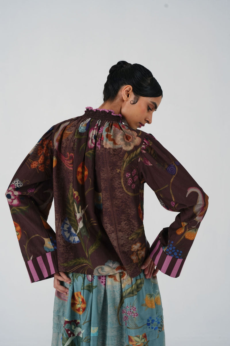 Elsa Top-Floret cotton top and shirts by CORD in multi-color for women in Singapore