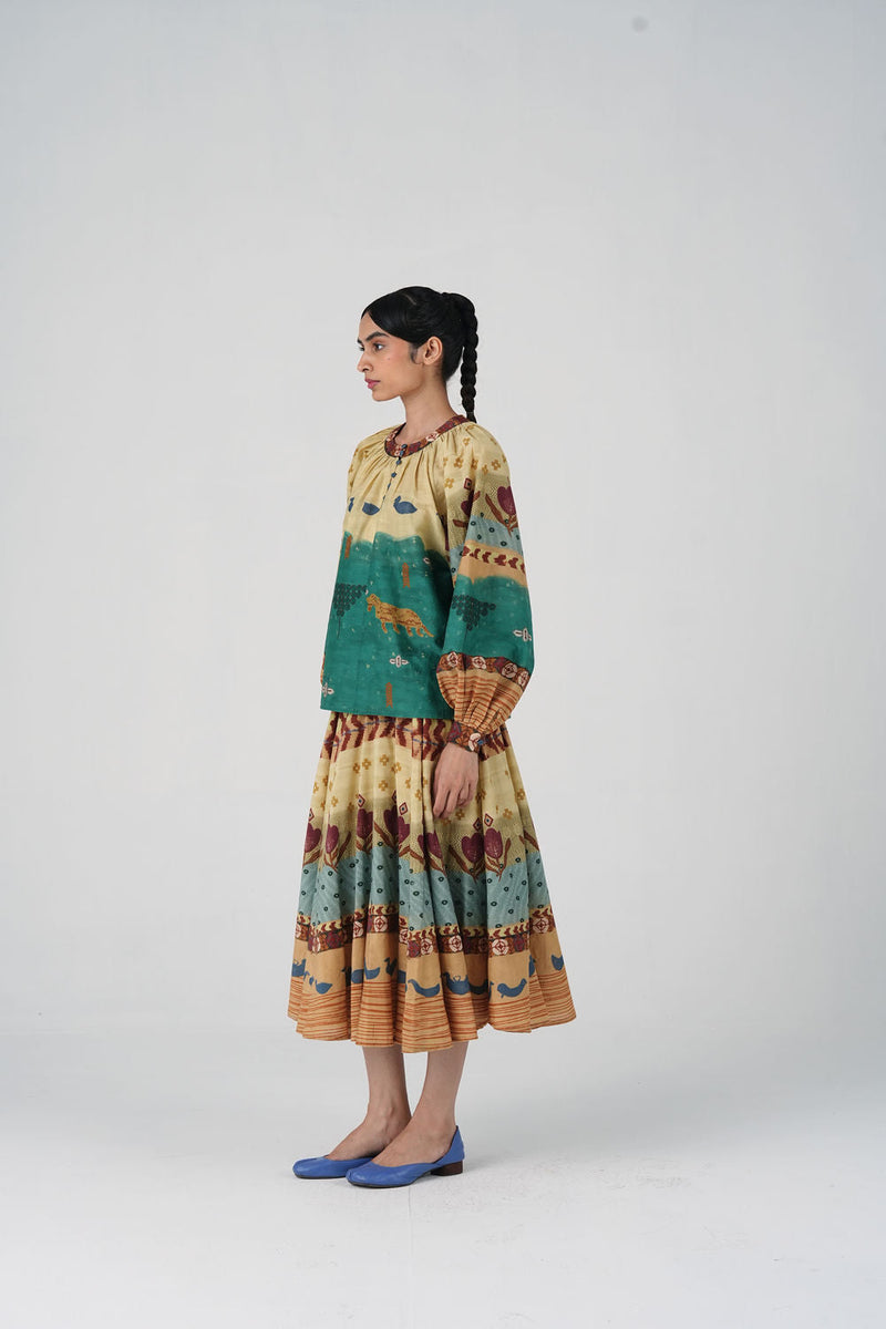 Lido Set-Fresco cotton, cotton silk co-ord set by CORD in multi-color for women in Singapore