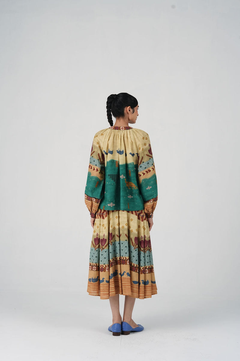 Lido Set-Fresco cotton, cotton silk co-ord set by CORD in multi-color for women in Singapore