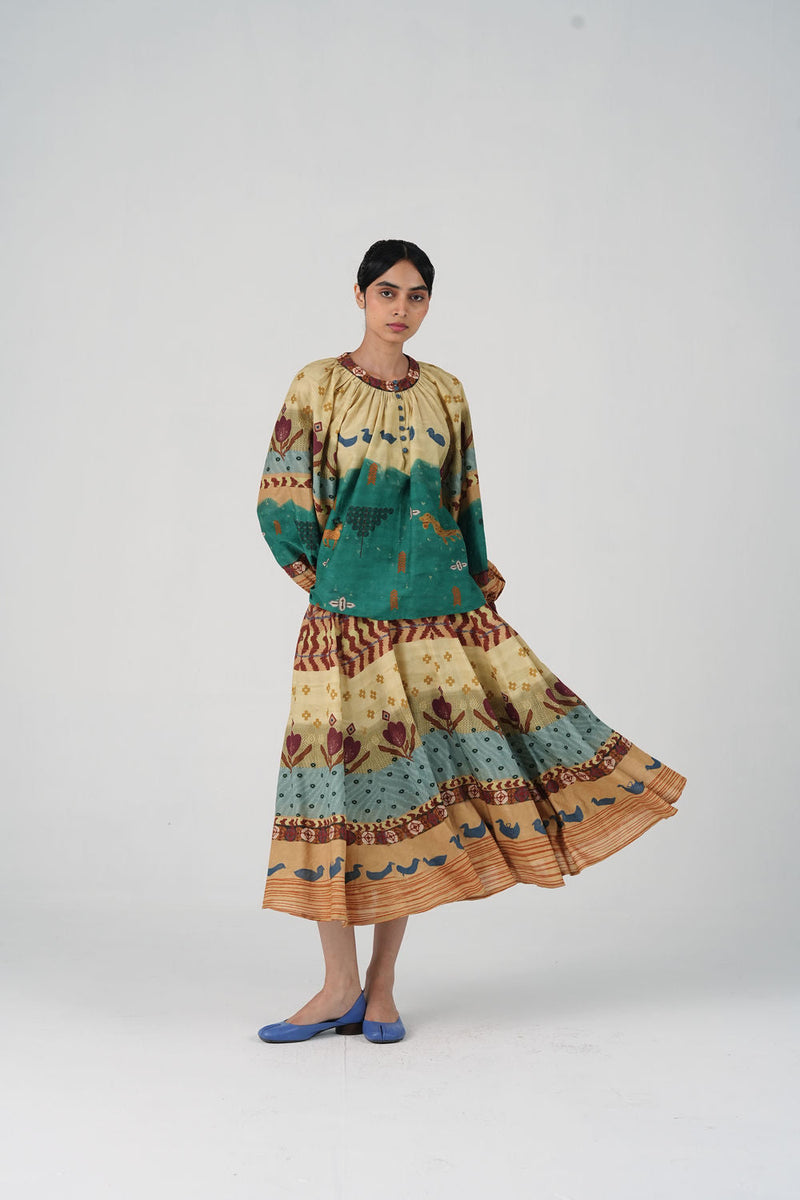 Lido Set-Fresco cotton, cotton silk co-ord set by CORD in multi-color for women in Singapore