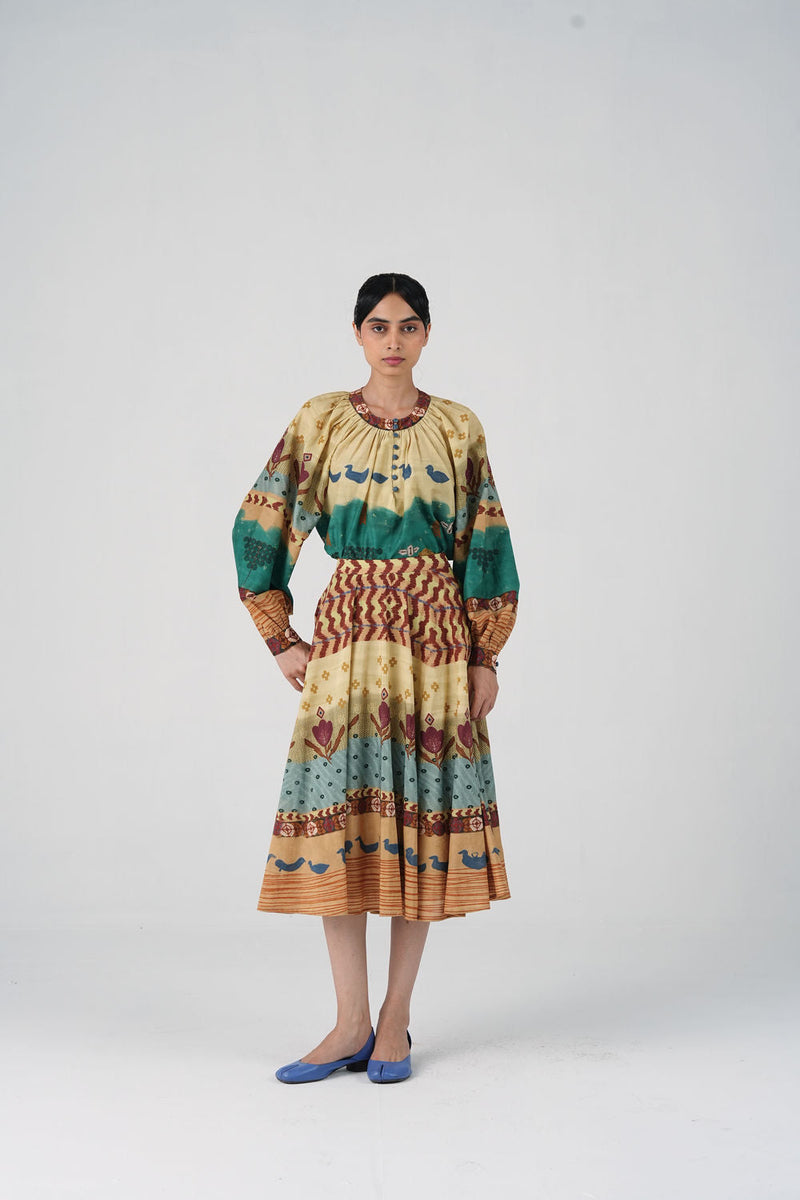 Lido Set-Fresco cotton, cotton silk co-ord set by CORD in multi-color for women in Singapore