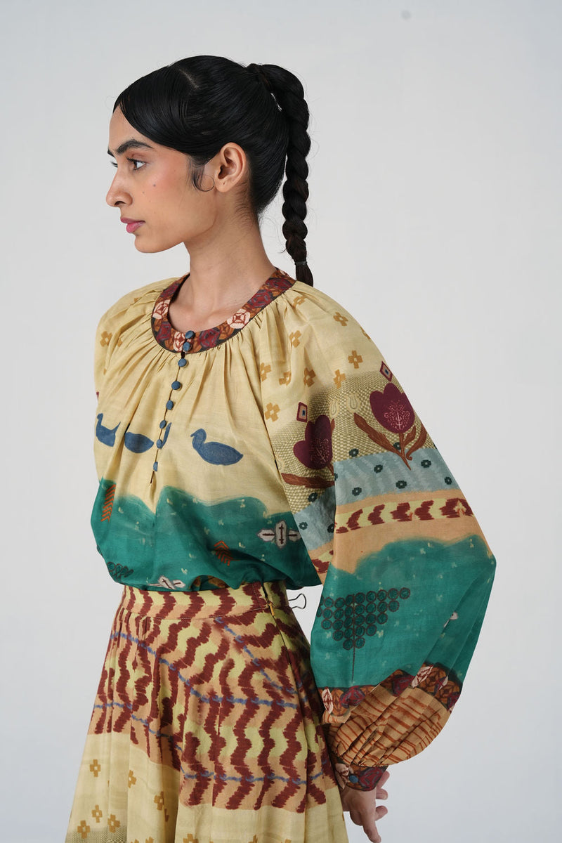 Lido Top-Fresco cotton top and shirts by CORD in multi-color for women in Singapore