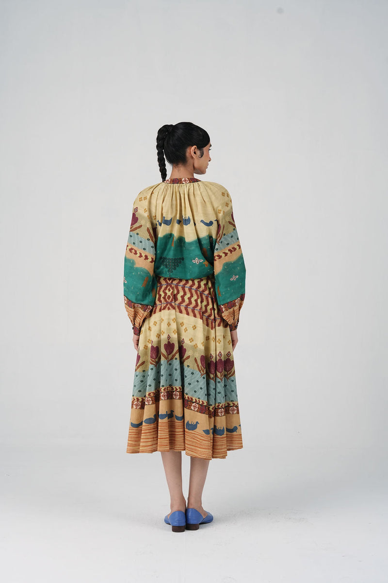 Bias Skirt-Fresco cotton silk skirt by CORD in multi-color for women in Singapore