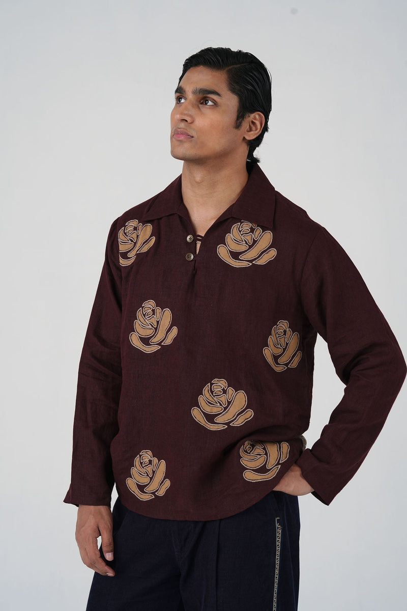 Ron Kurta-Rose Bloom linen kurta/kurta set by CORD MEN in multi-color for men in Singapore