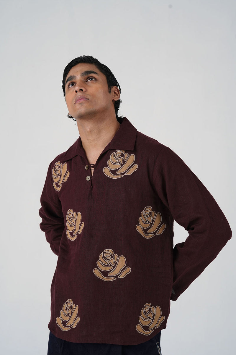 Ron Kurta-Rose Bloom linen kurta/kurta set by CORD MEN in multi-color for men in Singapore