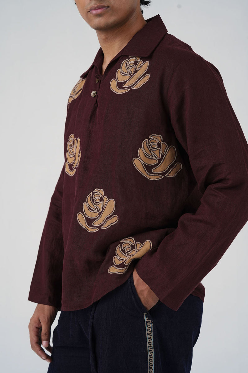 Ron Kurta-Rose Bloom linen kurta/kurta set by CORD MEN in multi-color for men in Singapore