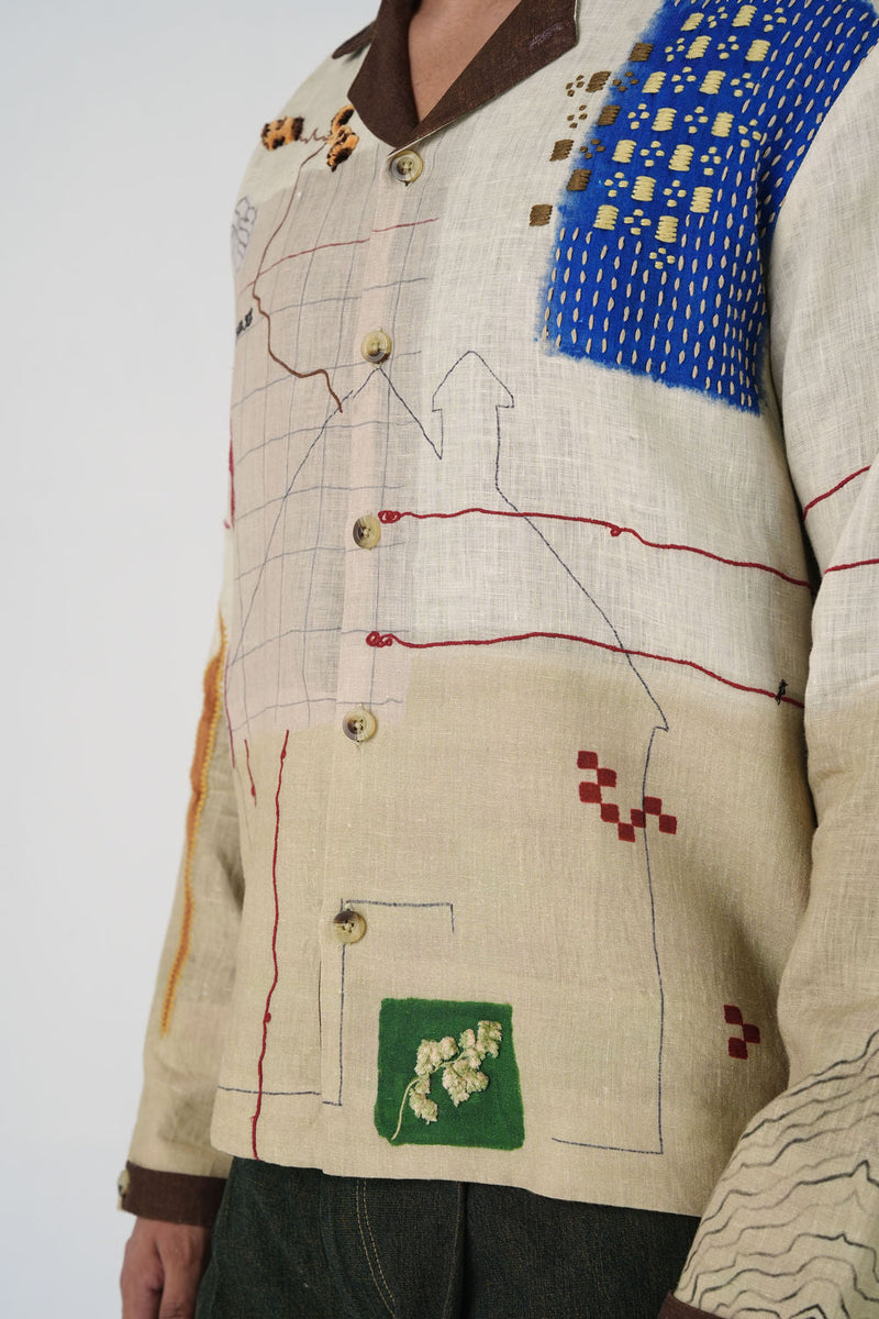 Archive Jacket-Mood Board linen jacket by CORD MEN in multi-color for men in Singapore