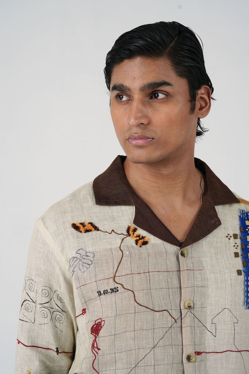 Archive Jacket-Mood Board linen jacket by CORD MEN in multi-color for men in Singapore