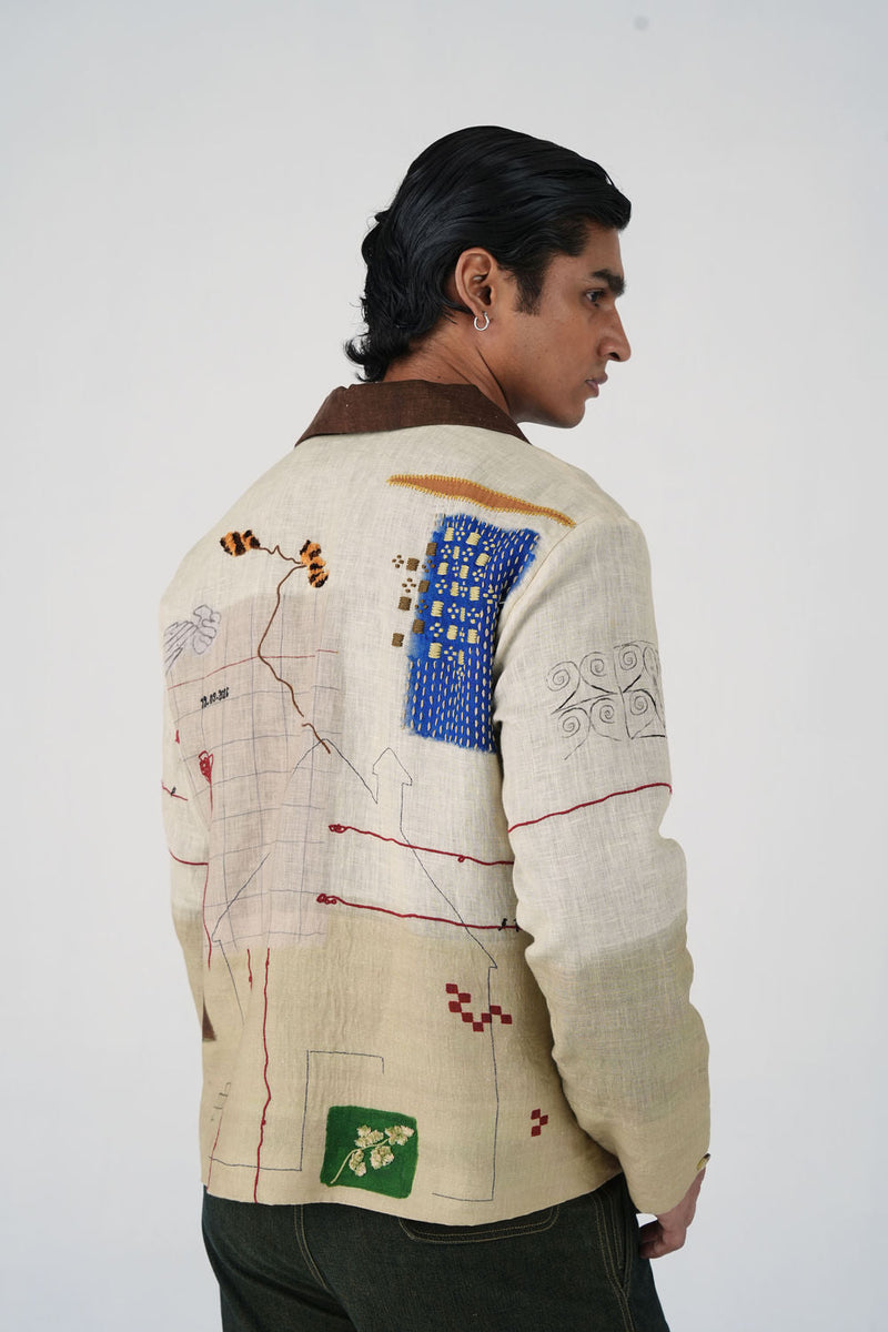 Archive Jacket-Mood Board linen jacket by CORD MEN in multi-color for men in Singapore