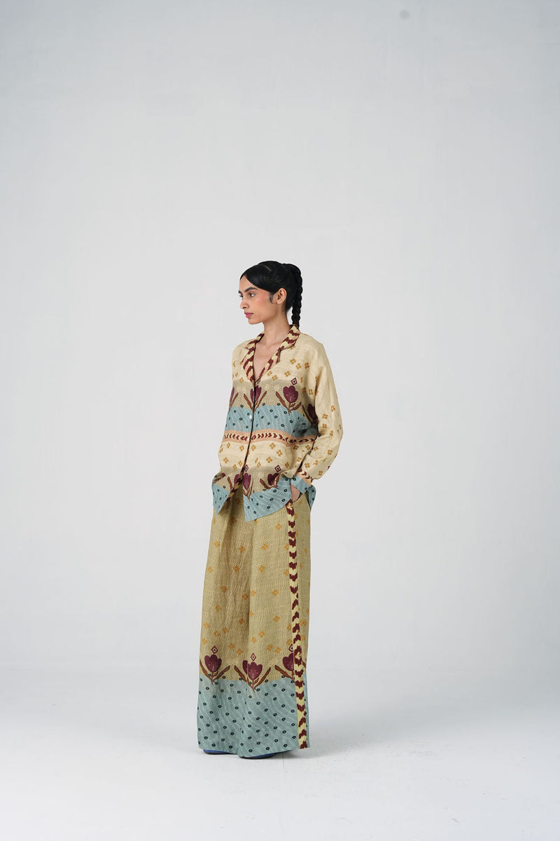 Lounge Set-Fresco linen co-ord set by CORD in multi-color for women in Singapore