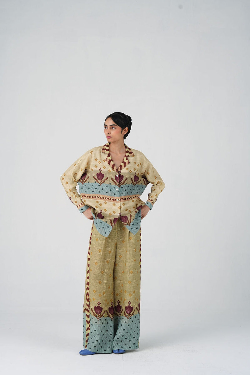 Lounge Set-Fresco linen co-ord set by CORD in multi-color for women in Singapore