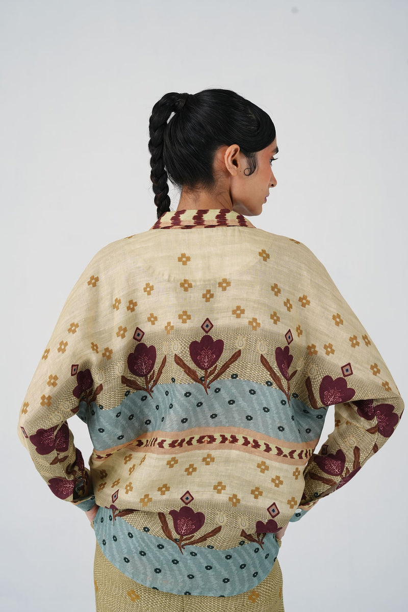 Lounge Shirt-Fresco linen top/shirt by CORD in multi-color for women in Singapore