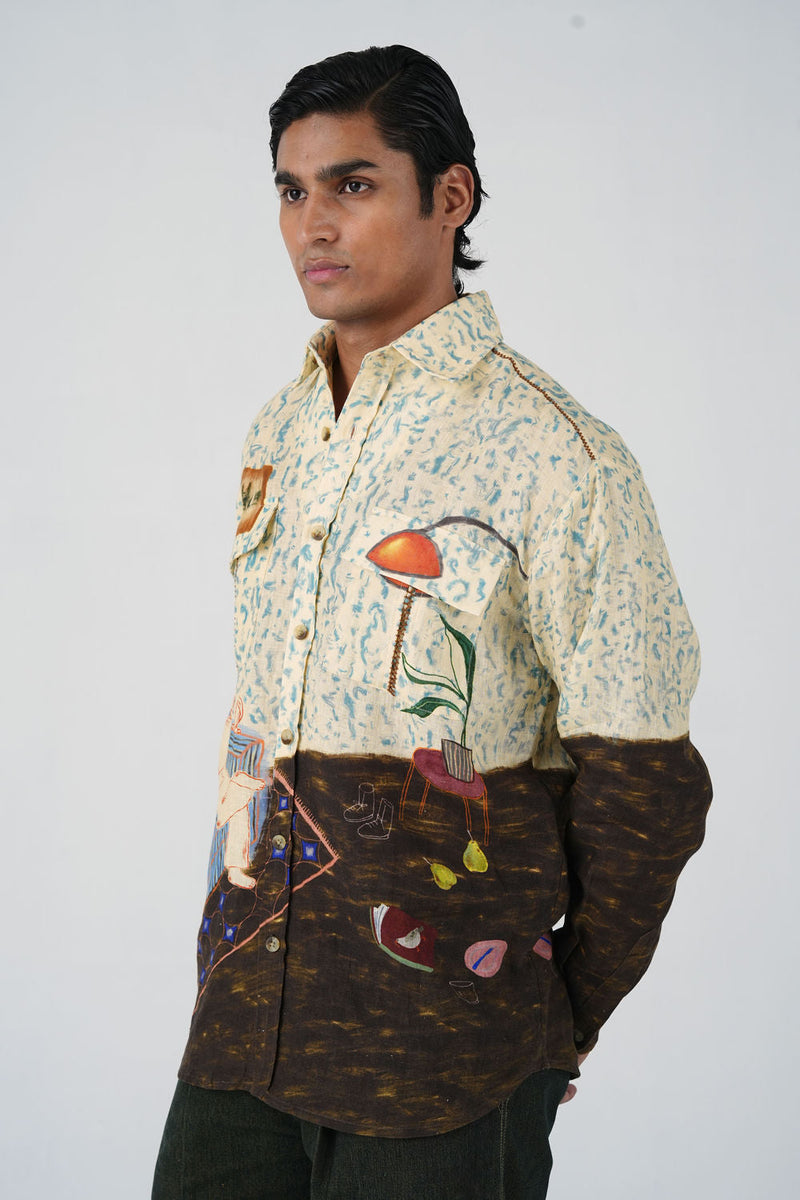 Hop Shirt-Comic Book linen shirt by CORD MEN in multi-color for men in Singapore