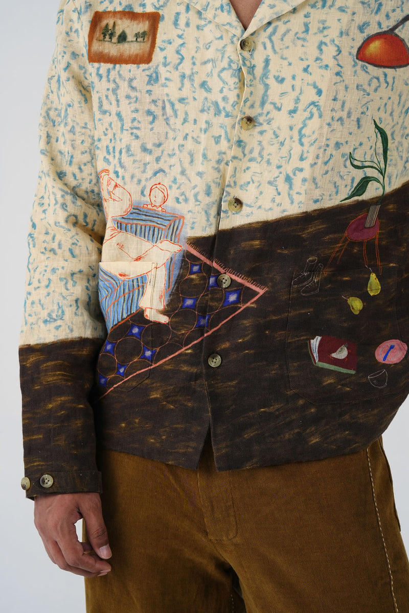Archive Jacket-Comic Book linen jacket by CORD MEN in multi-color for men in Singapore