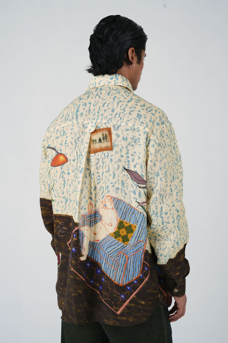 Hop Shirt-Comic Book linen shirt by CORD MEN in multi-color for men in Singapore