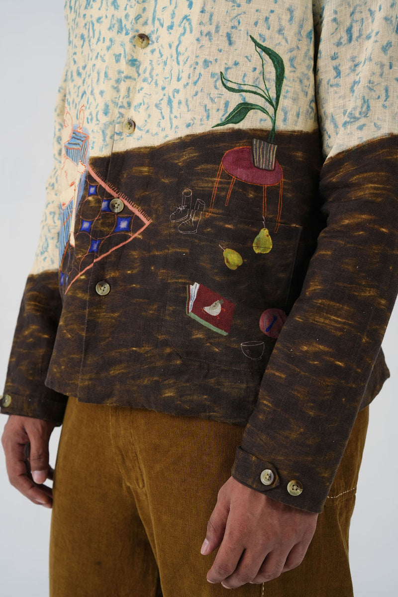 Archive Jacket-Comic Book linen jacket by CORD MEN in multi-color for men in Singapore