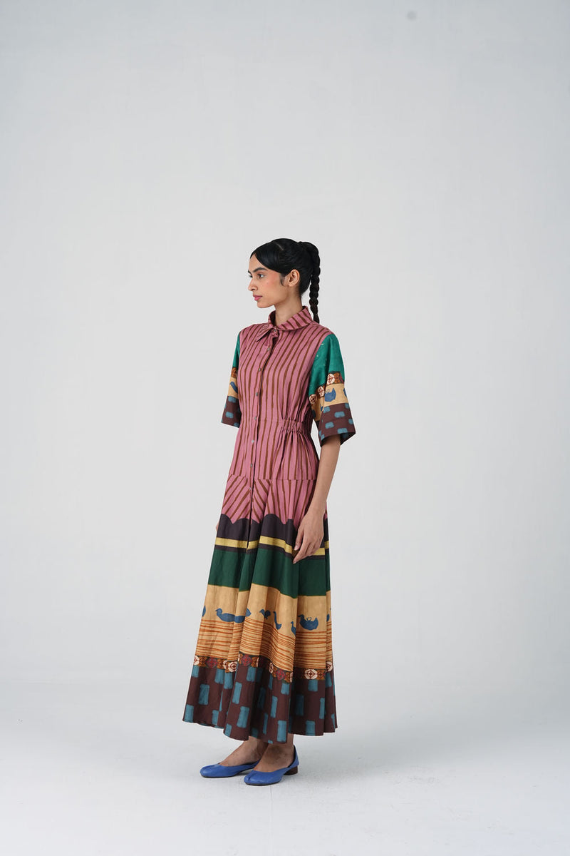 Amrai Dress-Fresco satin dress by CORD in multi-color for women in Singapore