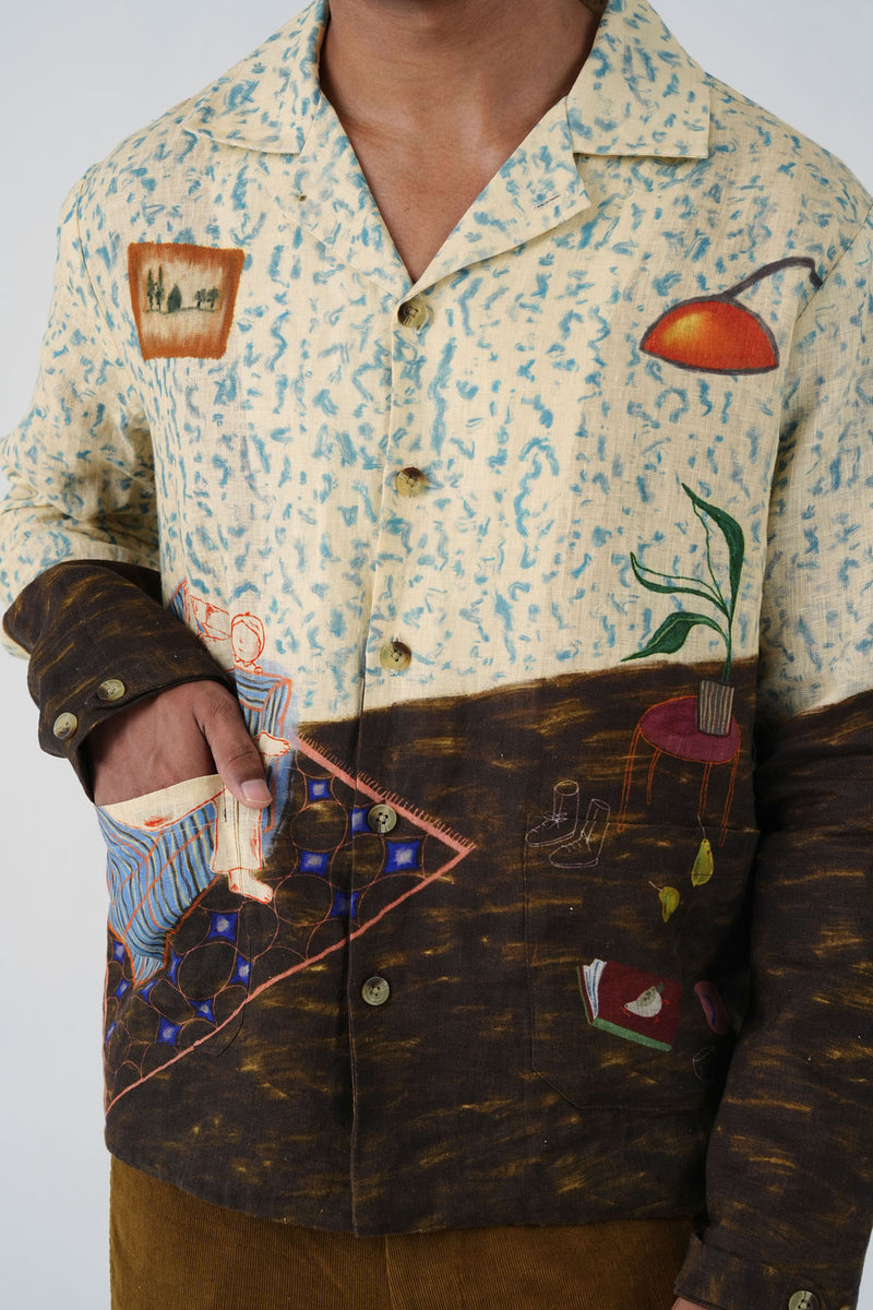 Archive Jacket-Comic Book linen jacket by CORD MEN in multi-color for men in Singapore