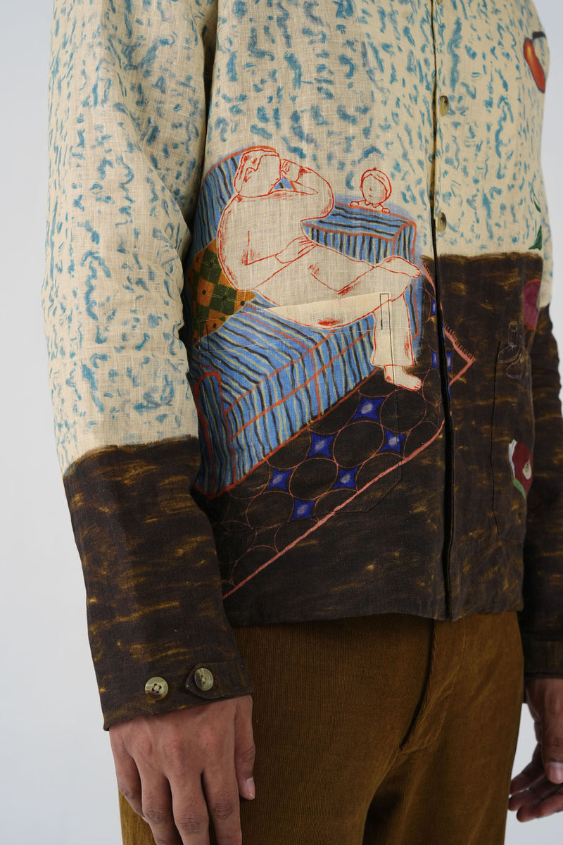 Archive Jacket-Comic Book linen jacket by CORD MEN in multi-color for men in Singapore