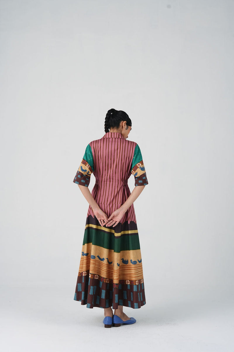 Amrai Dress-Fresco satin dress by CORD in multi-color for women in Singapore