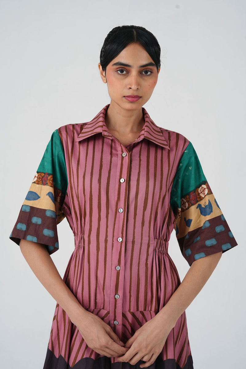 Amrai Dress-Fresco satin dress by CORD in multi-color for women in Singapore