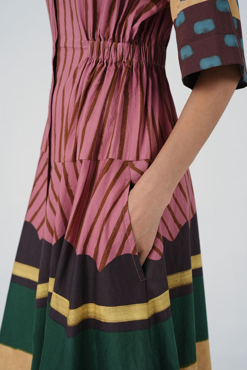 Amrai Dress-Fresco satin dress by CORD in multi-color for women in Singapore